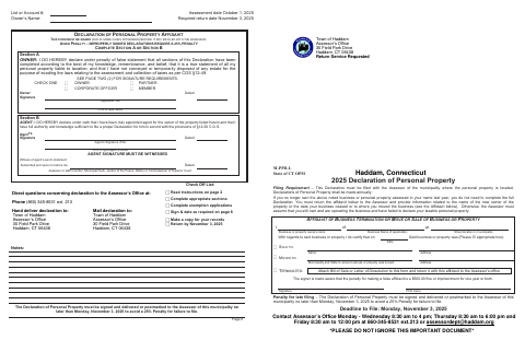 First page of the 2025 Declaration of Personal Property