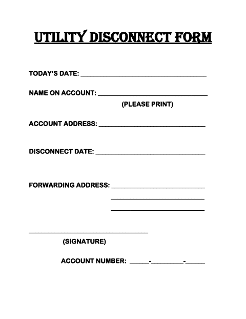 First page of the Utility Disconnect Form