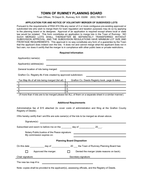 First page of the Voluntary Merger Application