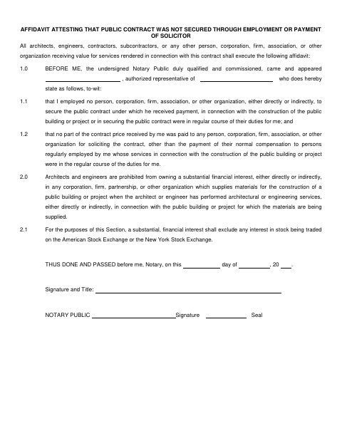 First page of the Non-Solicitation Affidavit