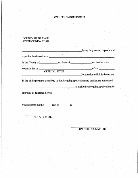First page of the ZBA Owner Endorsement