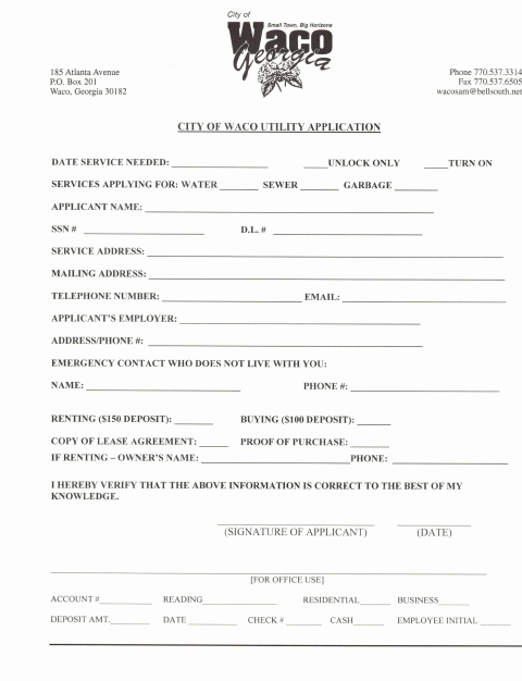 First page of the Utility Application