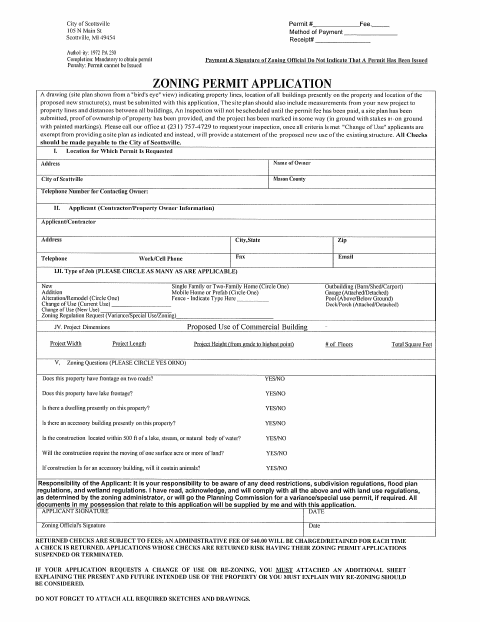 First page of the Zoning Permit Application