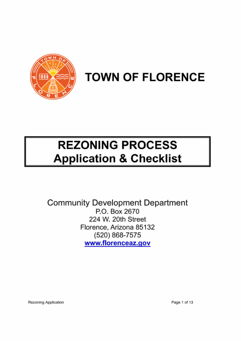 First page of the Rezoning Process Application