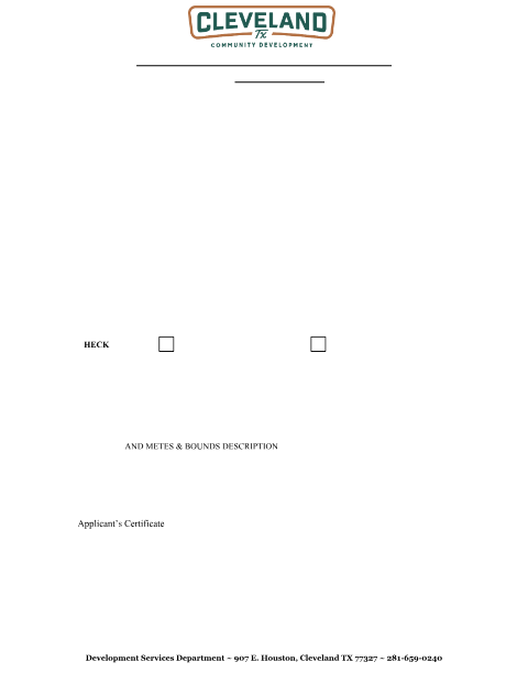 First page of the Application for Property Rezoning or Specific Use Permit