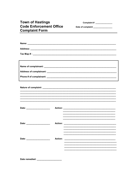 First page of the Complaint Form