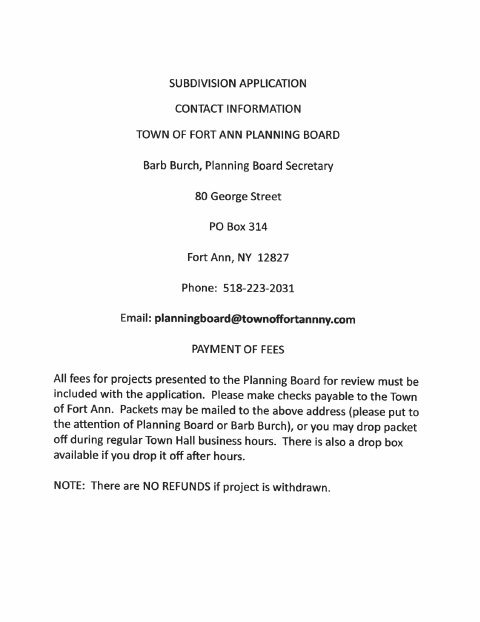 First page of the Subdivision Application
