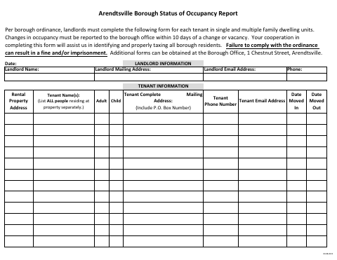 First page of the Status of Occupancy Report