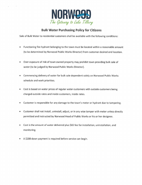 First page of the Bulk Water Hydrant Meter Application and Contract