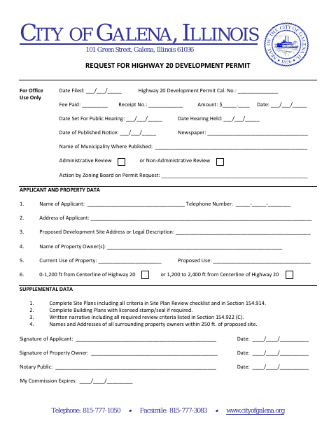First page of the Highway 20 Development Permit Application