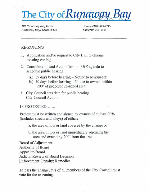 First page of the Rezoning Application