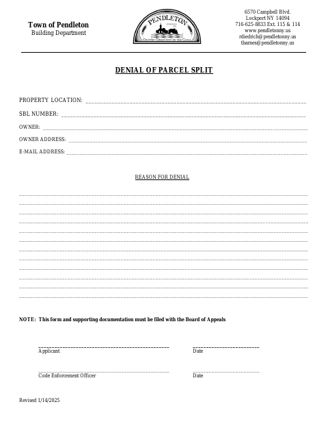 First page of the ZBA Denial of Parcel Split