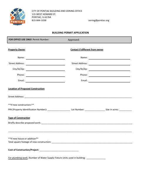 First page of the Building Permit Application