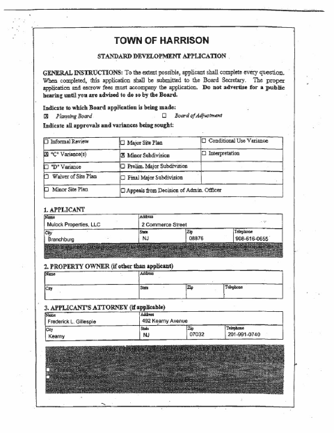 First page of the 519-521 Cross Street Planning Board Application