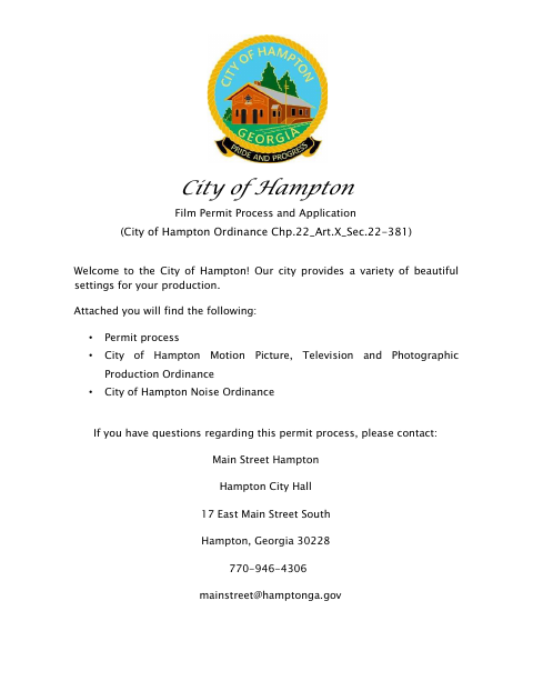 First page of the Film Permit Process and Application