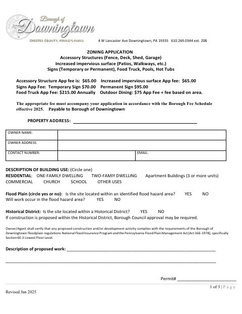 First page of the Zoning Application