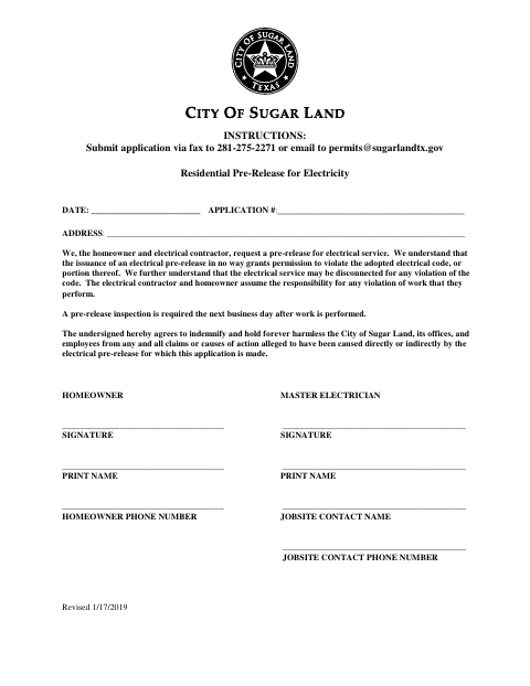 First page of the Residential Pre-Release for Electricity