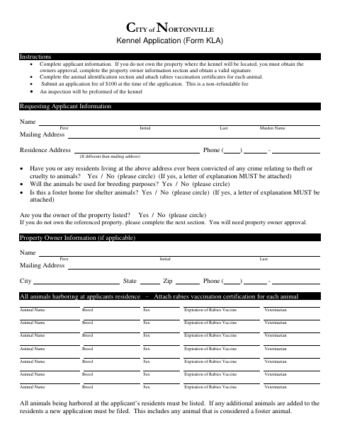 First page of the Kennel Application