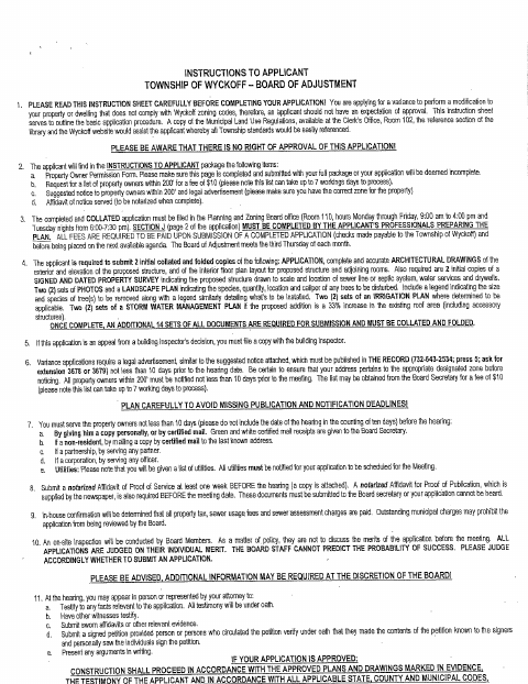 First page of the Application for Properties in Zoning District RA-25, Corner Lot