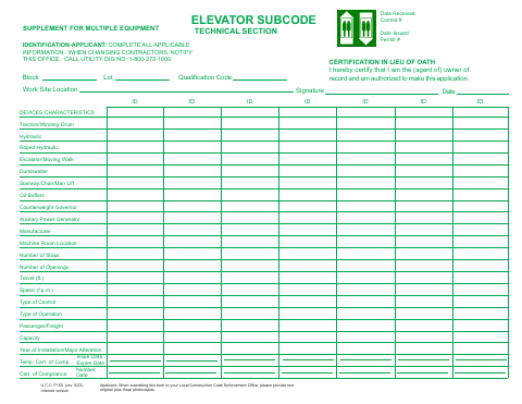 First page of the Elevator Supplemental UCC F155
