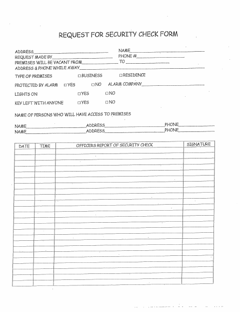 First page of the Property Check Form