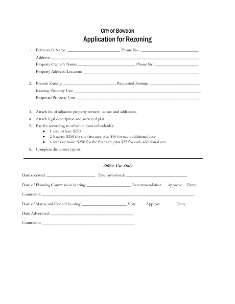 First page of the Application for Rezoning