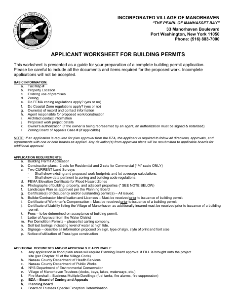 First page of the Building Permit Application