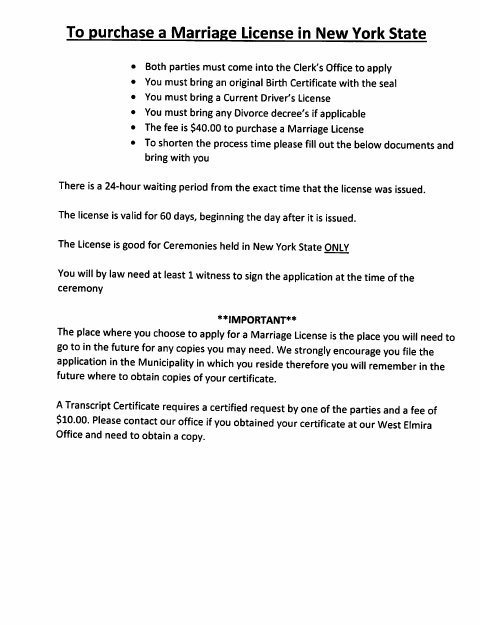 First page of the Marriage License Application Forms